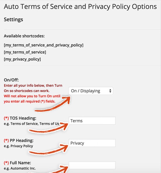 ListWP Business Directory AutoTerms of Service and Privacy Policy WordPress Legal